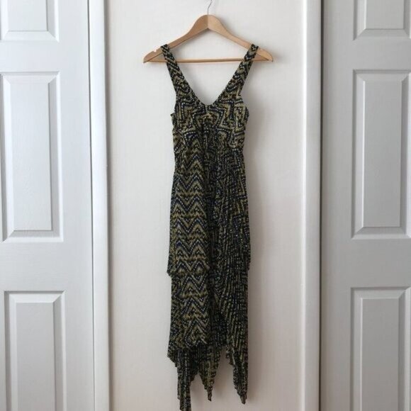 A.L.C. Kendall Silk Asymmetric Pleated Midi Dress - Picture 3 of 8